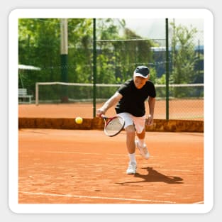 Active senior man playing tennis (F024/8848) Sticker